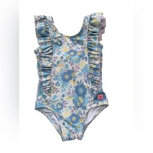 Rufflebutts Size 4T Pristine Blooms Waterfall One Piece Ruffle Floral Swimsuit